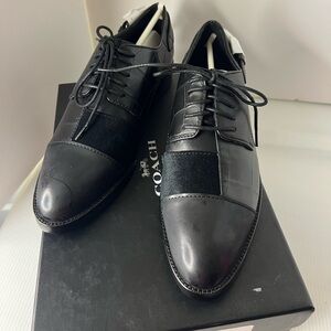 Coach‎ women’s Avery patchwork black croc calf leather Oxford size 6M